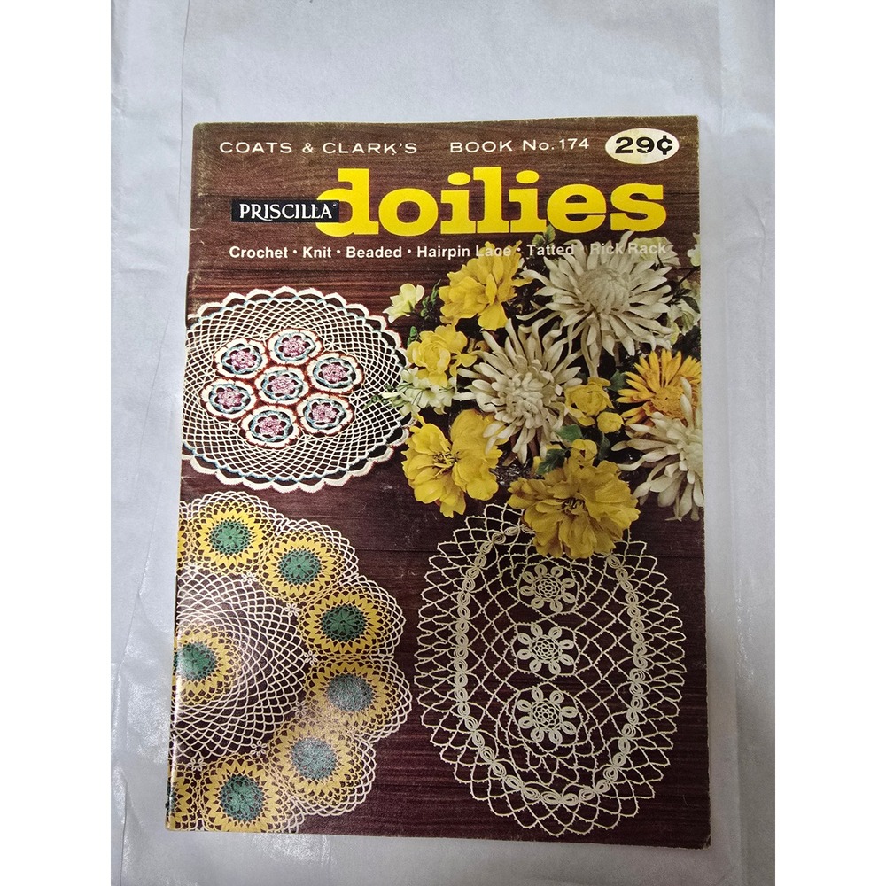 Vintage 1967 Coats & Clark's Priscilla Doilies Pattern Book 174 Crochet Knit Tat